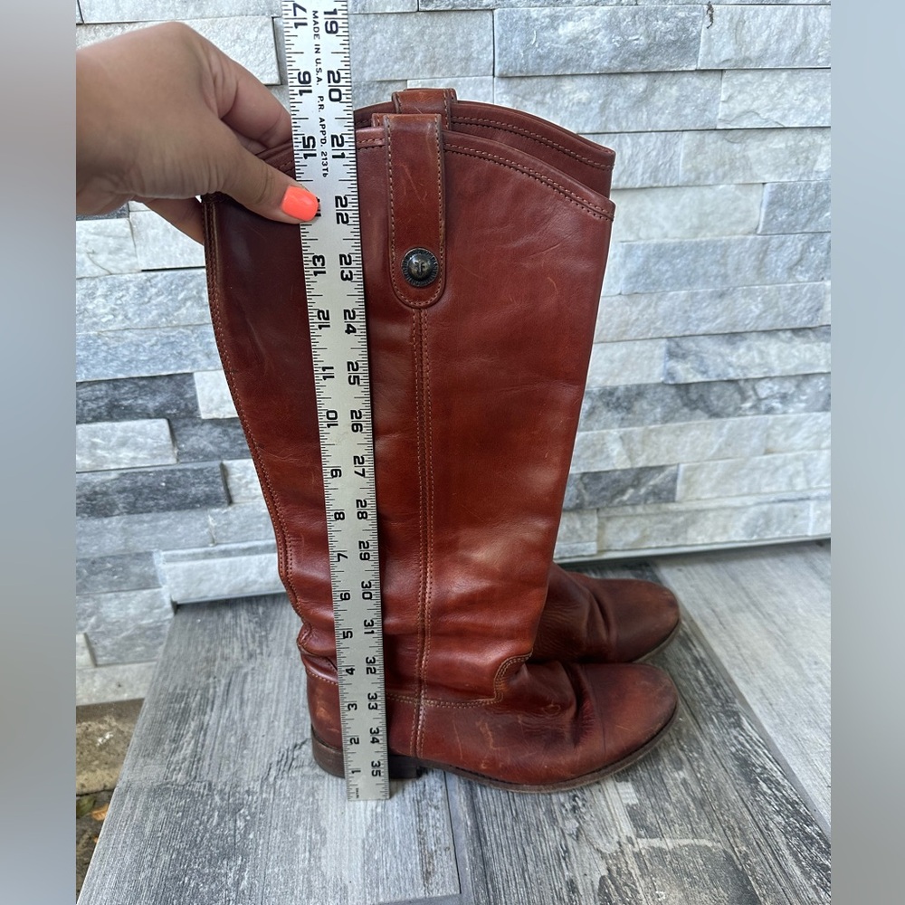 Frye Melissa Button Tall Leather Boot Cognac Western Equestrian Riding Sz8.5 B - Picture 8 of 17